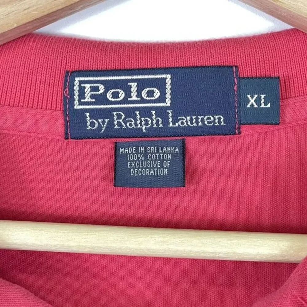 Ralph Lauren Vintage Polo Shirt Men XL Salmon Pink Short Sleeve Preppy Nautical